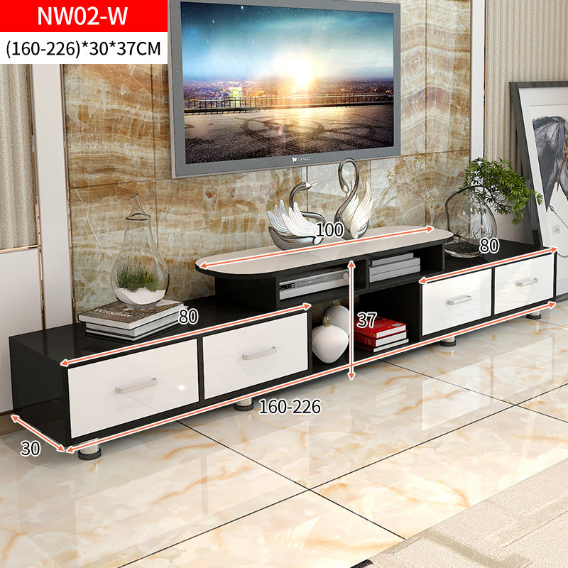 Luxe Large 4-Drawer Extendable TV Cabinet (High Gloss White & Black)
