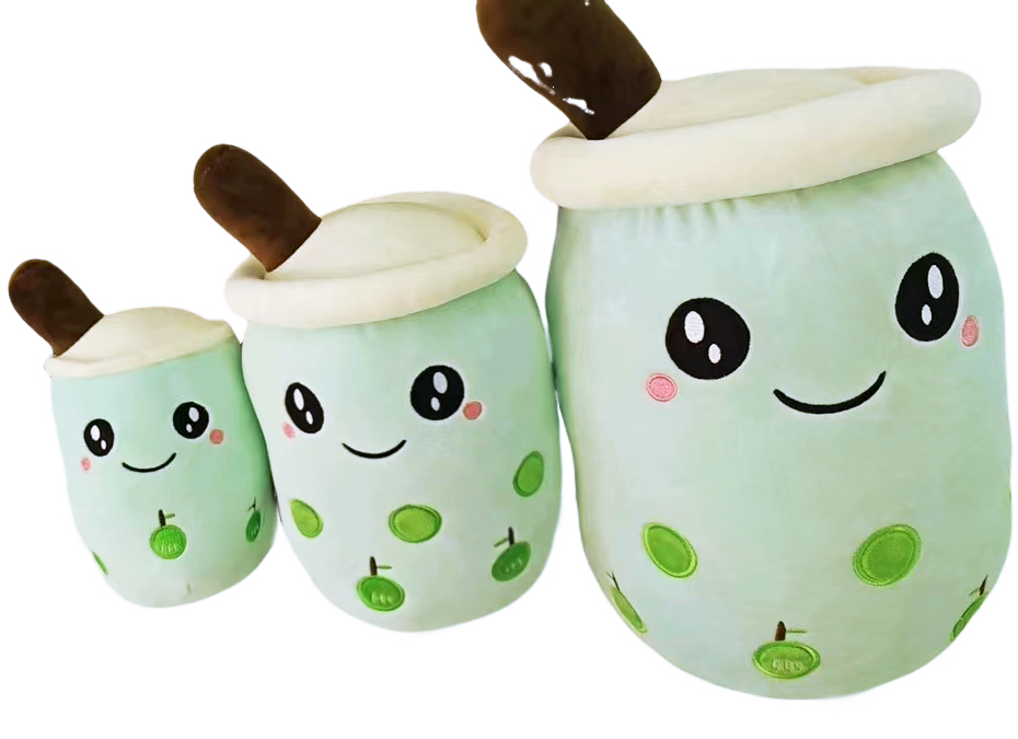 Bubble Tea Plush Toy Boba Cuddly Doll Pillow Cushion - 35cm, Green