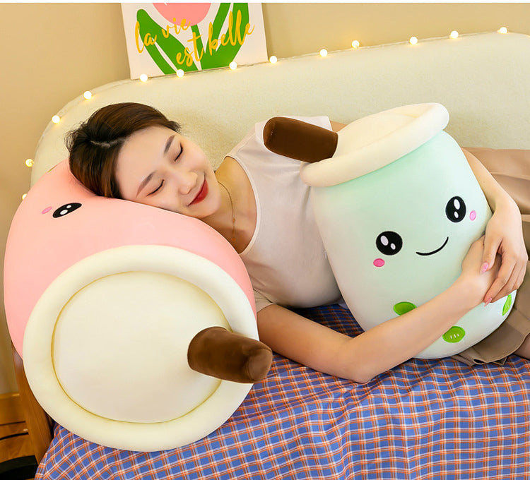 Bubble Tea Plush Toy Boba Cuddly Doll Pillow Cushion - 35cm, Green