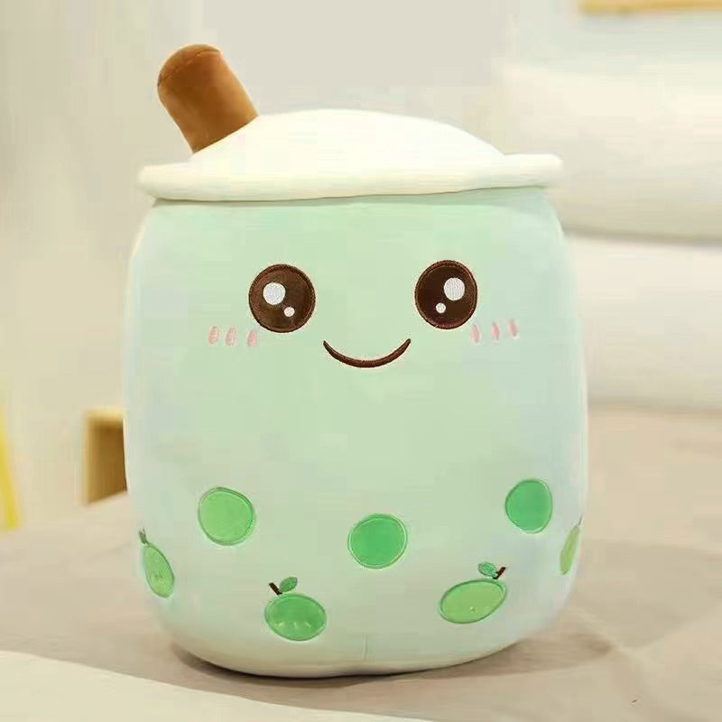 Bubble Tea Plush Toy Boba Cuddly Doll Pillow Cushion - 35cm, Green