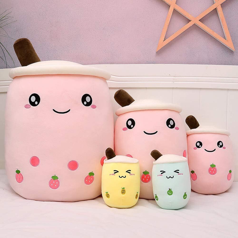 Bubble Tea Plush Toy Boba Cuddly Doll Pillow Cushion - 35cm, Pink