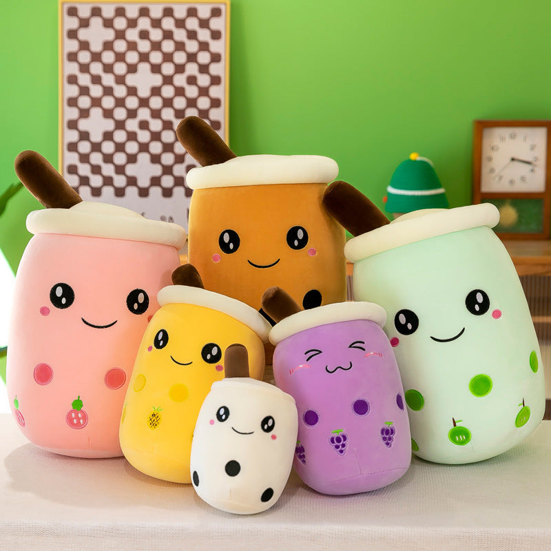 Bubble Tea Plush Toy Boba Cuddly Doll Pillow Cushion - 35cm, Pink