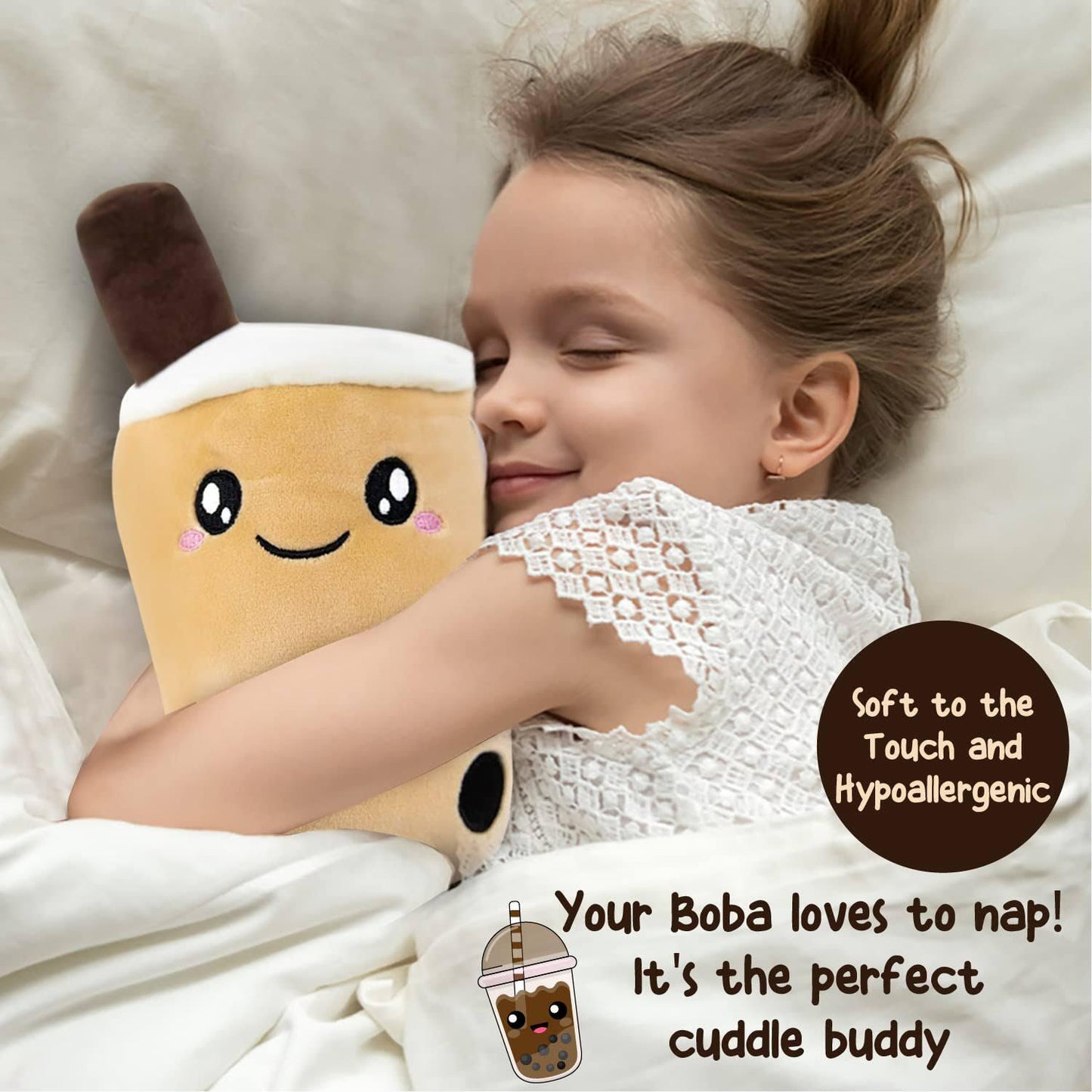 Bubble Tea Plush Toy Boba Cuddly Doll Pillow Cushion - 35cm, Pink