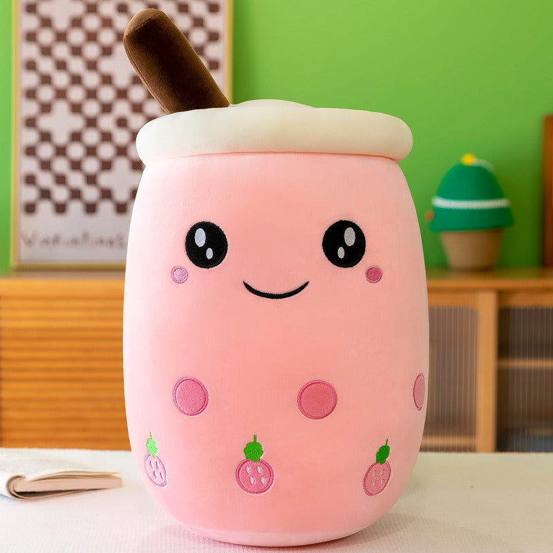 Bubble Tea Plush Toy Boba Cuddly Doll Pillow Cushion - 35cm, Pink