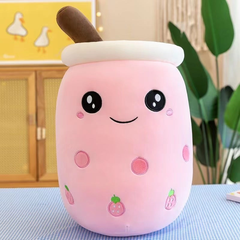 Bubble Tea Plush Toy Boba Cuddly Doll Pillow Cushion - 35cm, Pink