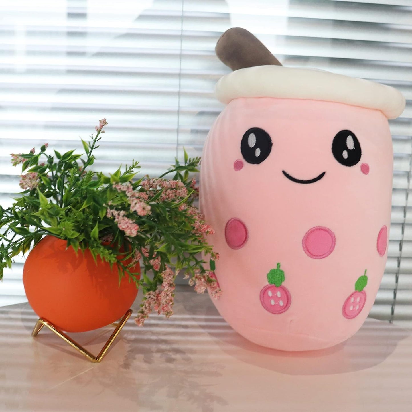 Bubble Tea Plush Toy Boba Cuddly Doll Pillow Cushion - 35cm, Pink