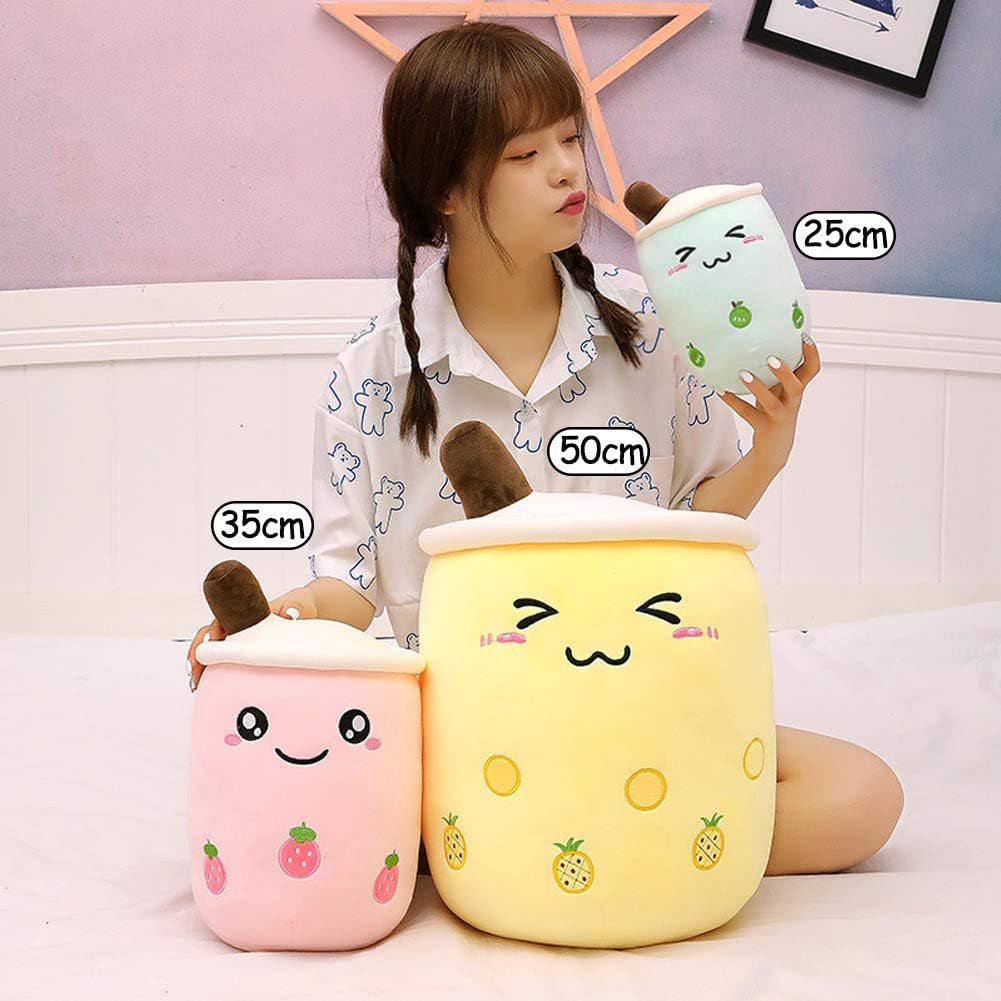 Bubble Tea Plush Toy Boba Cuddly Doll Pillow Cushion - 35cm, Pink