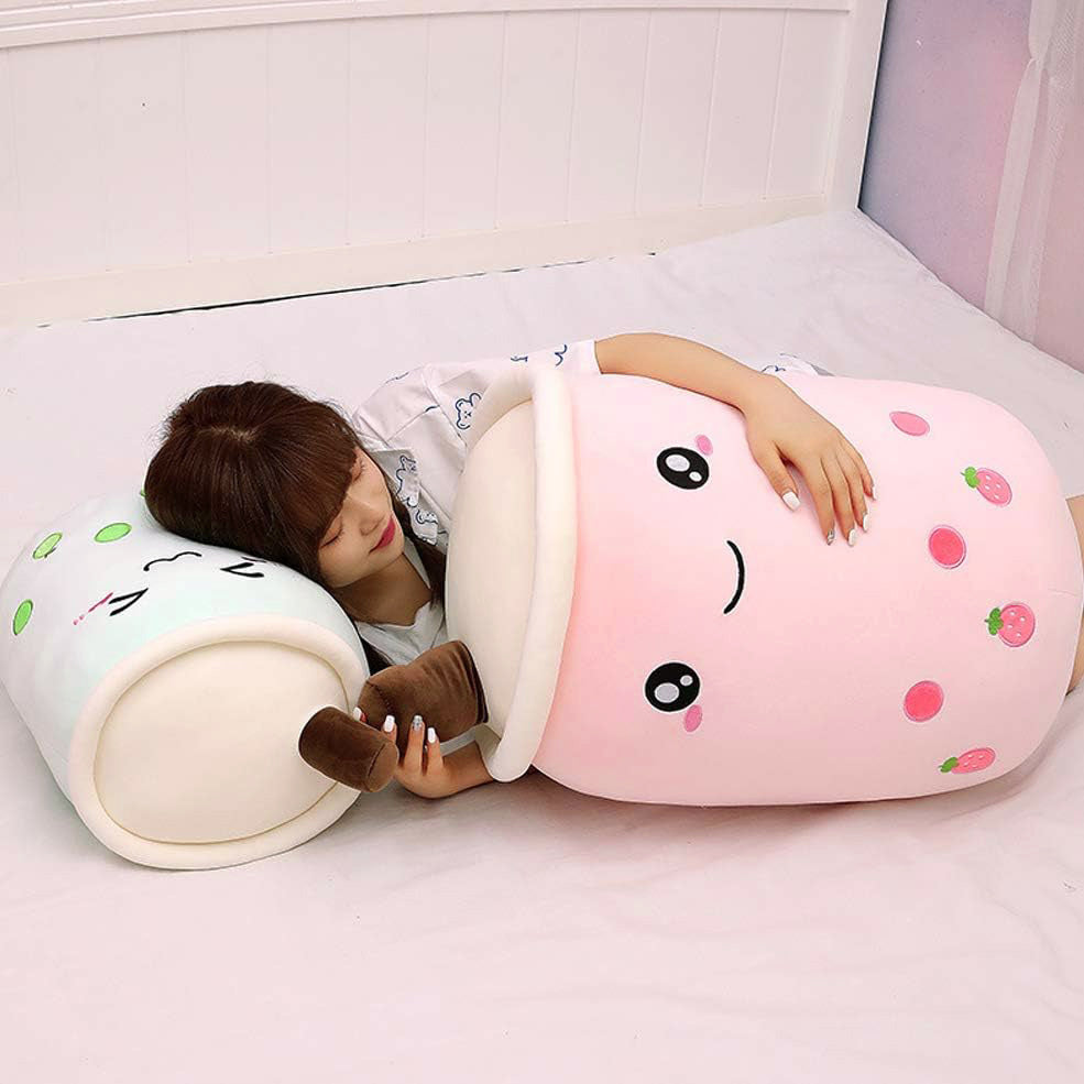 Large Bubble Tea Plush Toy Boba Cuddly Doll Pillow Cushion - 50cm, Pink