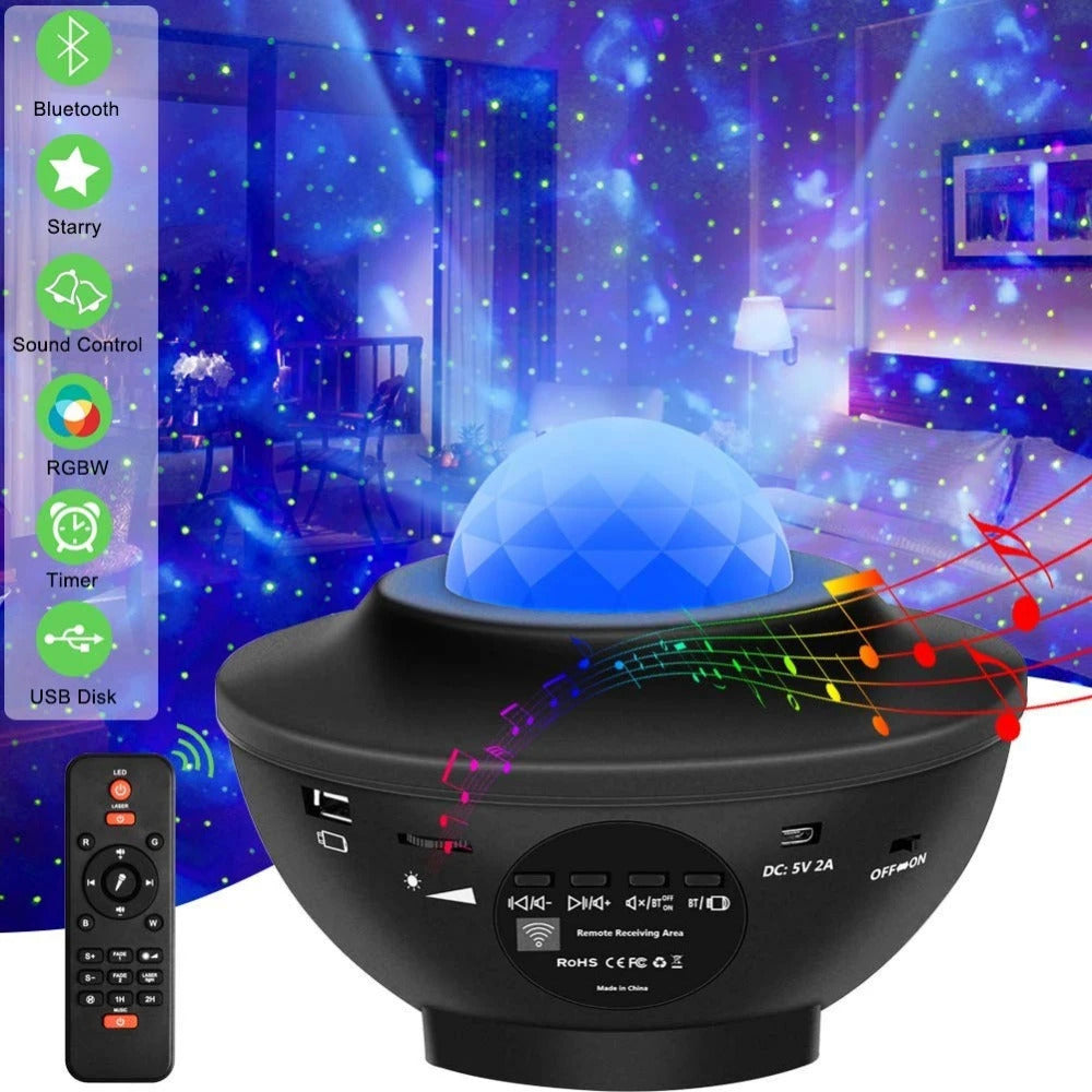 Starry Night LED Projector Lamp Bluetooth Music Player Night Light