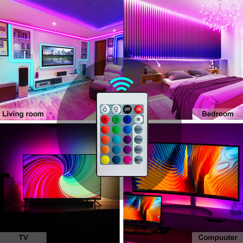 5M RGB LED Light Strip Colour-changing USB Lights with IR Remote