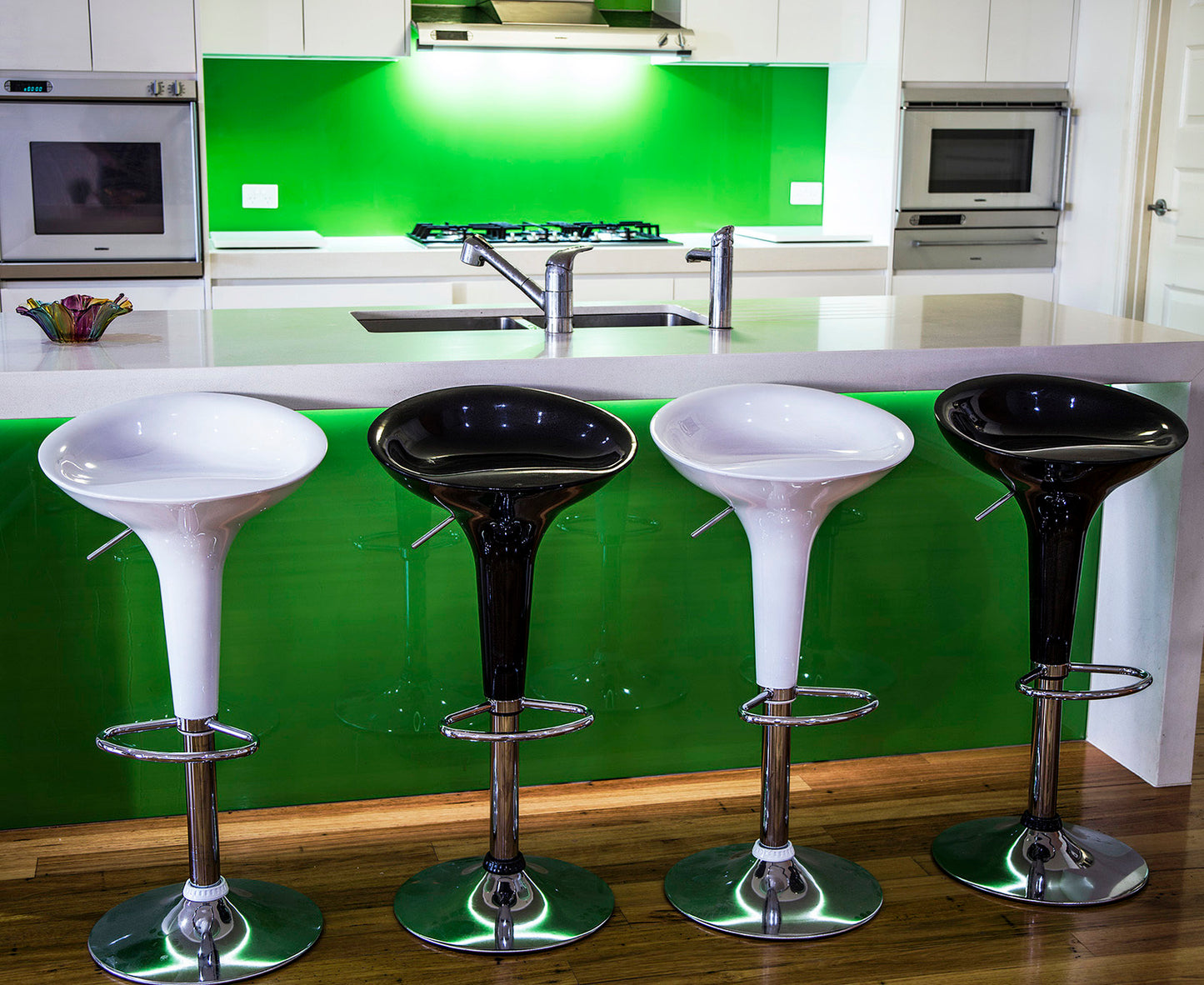 2 x Ace High Gloss Designer Bar Stools (BLACK - Set of 2)