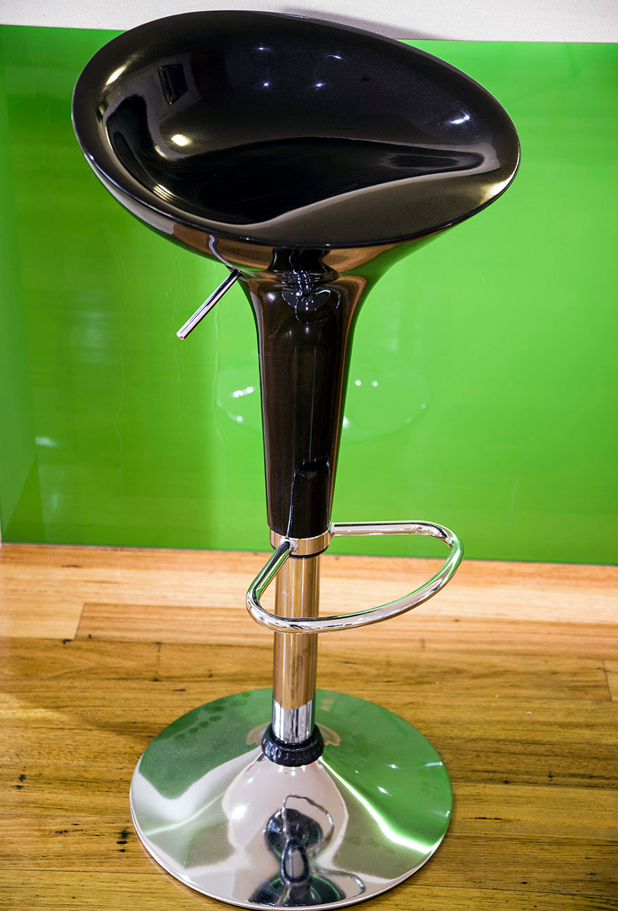 2 x Ace High Gloss Designer Bar Stools (BLACK - Set of 2)