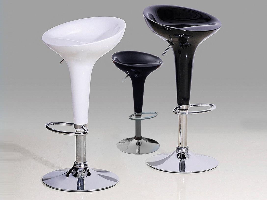 2 x Ace High Gloss Designer Bar Stools (BLACK - Set of 2)