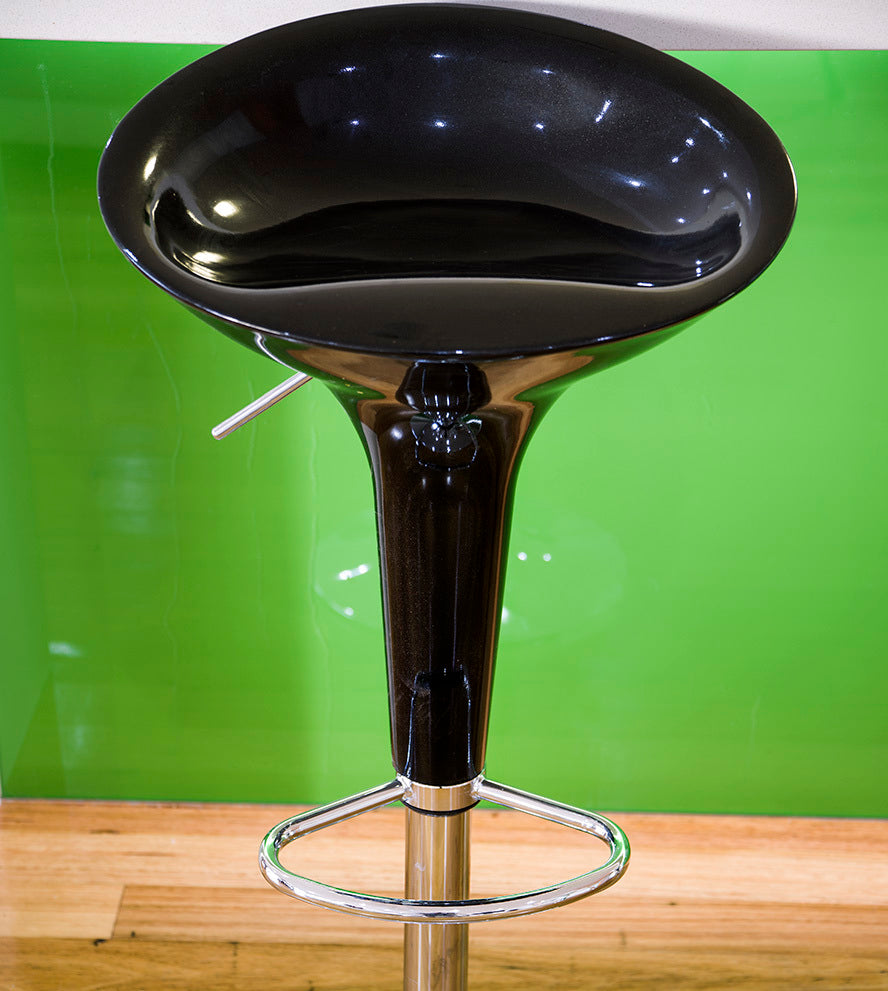 2 x Ace High Gloss Designer Bar Stools (BLACK - Set of 2)