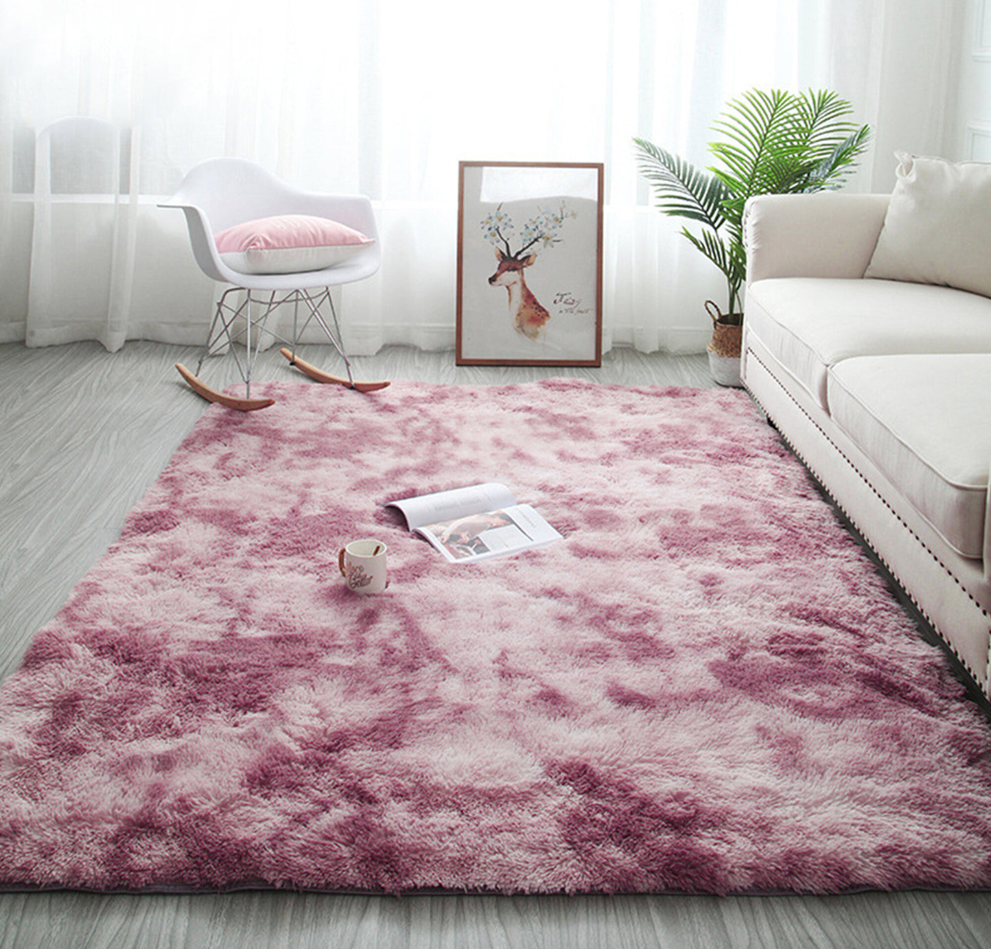 4m Extra Large Soft Shag Rug Carpet Mat (Lilac Dream, 400 x 200)