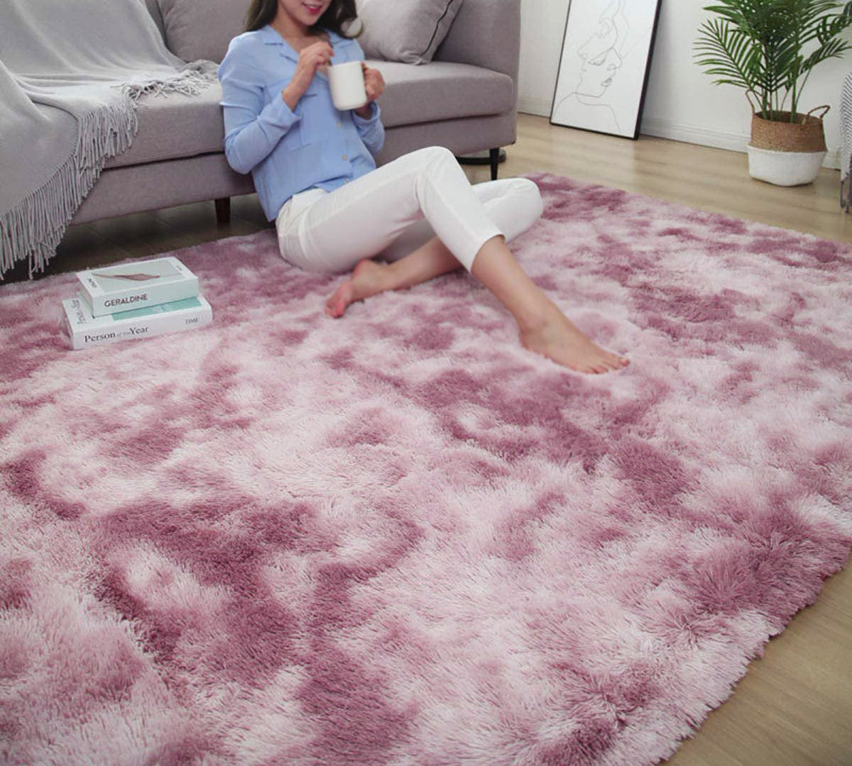4m Extra Large Soft Shag Rug Carpet Mat (Lilac Dream, 400 x 200)