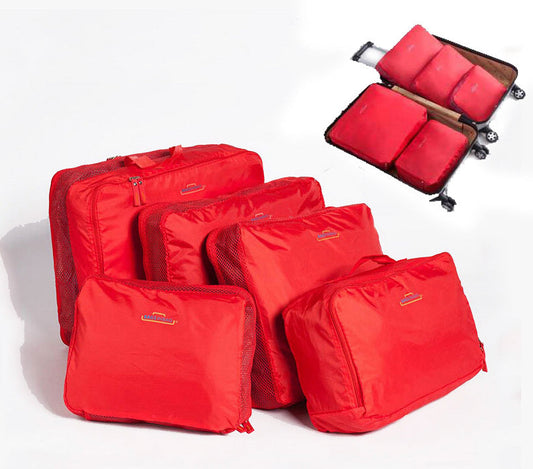 5 PCS Bags In Bag Foldable Travel Organizer Set (Red)