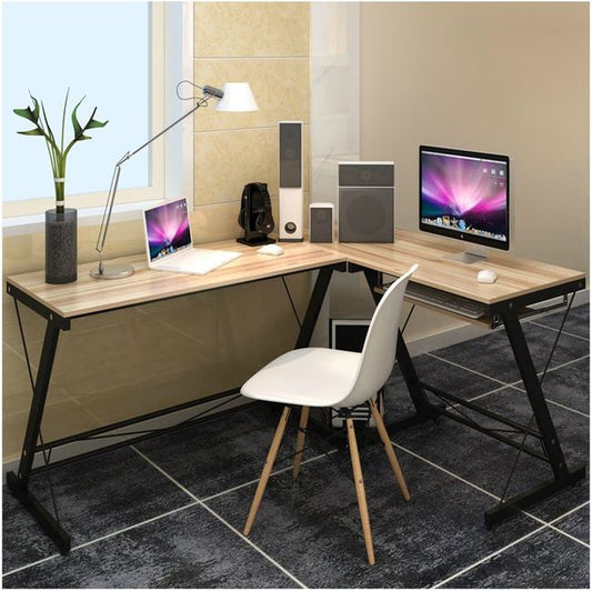 Excel Corner Computer Desk Office Double Workstation (Oak)