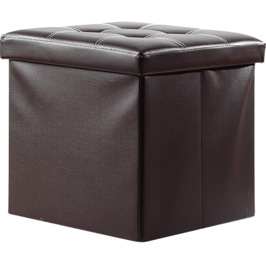 50L PU Leather Ottoman Foldable Storage Stool (Dark Brown)