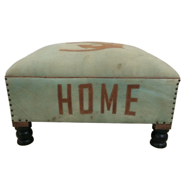 CANVAS LEATHER OTTOMAN