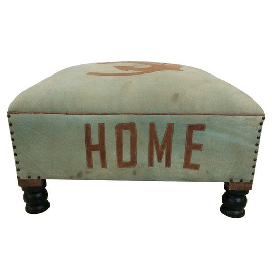 CANVAS LEATHER OTTOMAN
