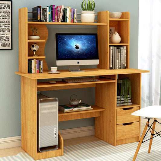 Expert Computer Desk Workstation with Shelf & Cabinet (Oak)