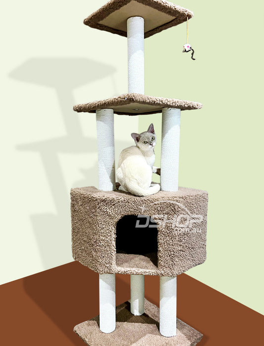 Large Cat Scratching Post Pole Tower (Tan Brown)