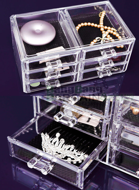 6-Drawer Clear Acrylic Cosmetic Makeup Display Organiser Jewellery Box