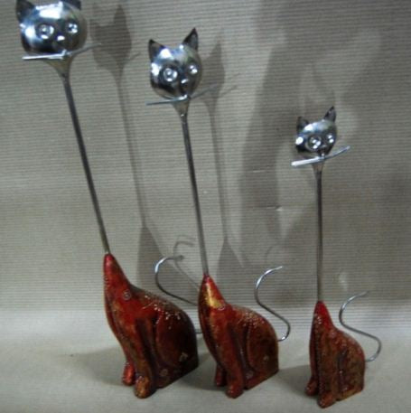 LONG NECK CAT SET S/3 - VK0143