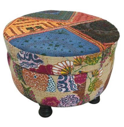 MIXED FABRIC OTTOMAN /STORAGE