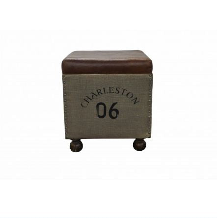 LEATHER CANVAS OTTOMANS