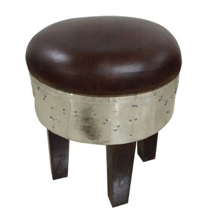LEATHER METAL STOOL