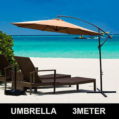 3m Steel Round Cantilever Outdoor Umbrella (Beige / Tan)
