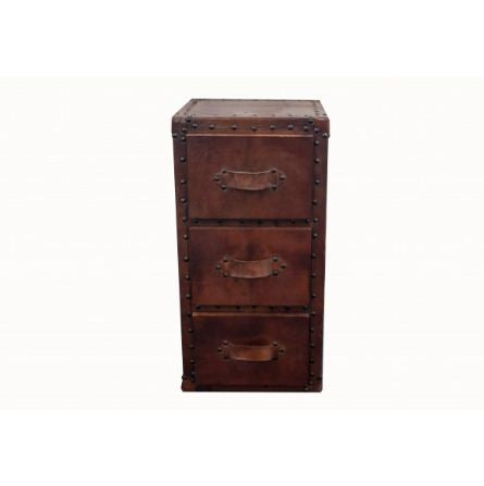 BEDSIDE DRAWER GENUINE  LEATHER 3 DOOR