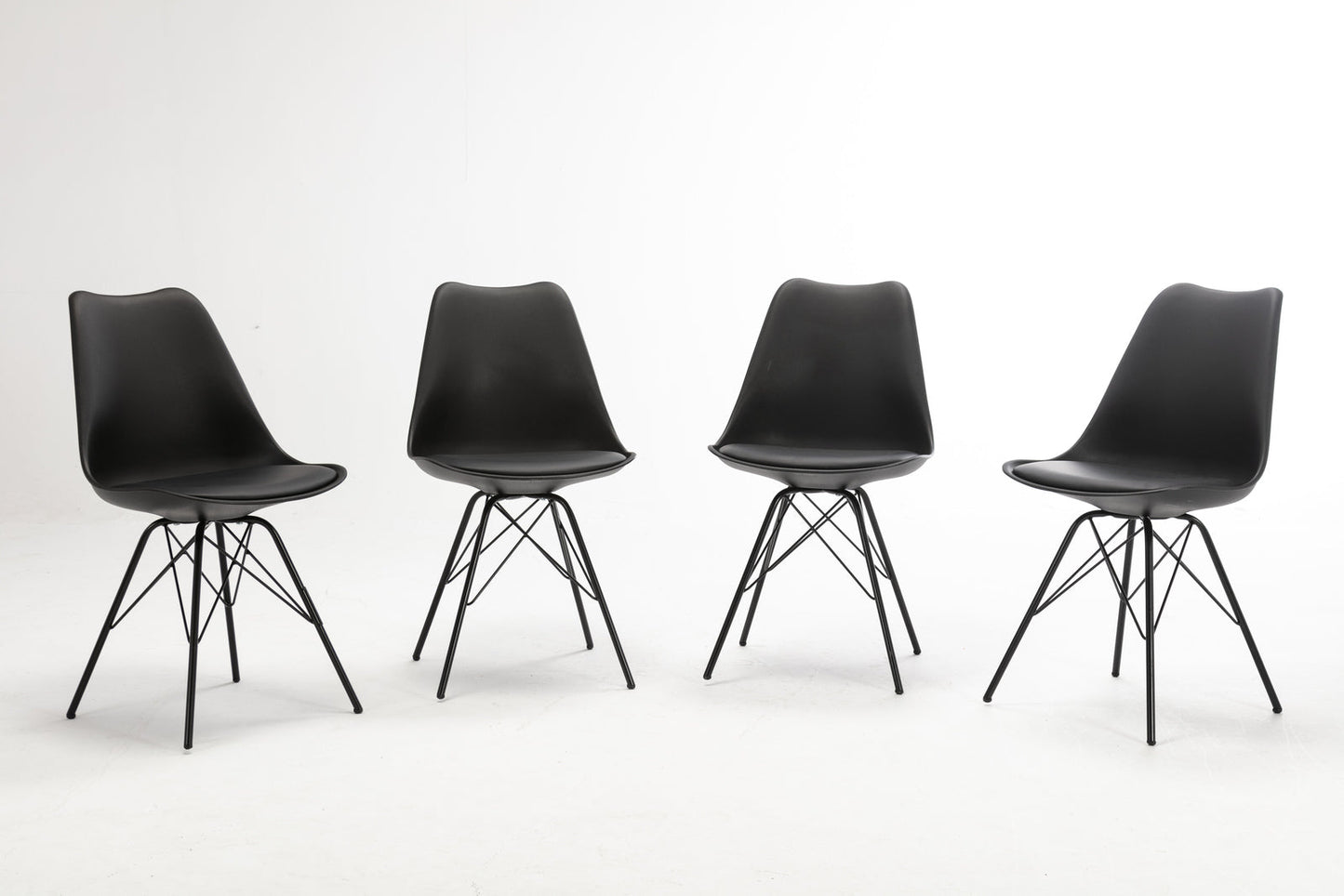 4 x Deluxe PU Leather Chairs ( 4PK Black)