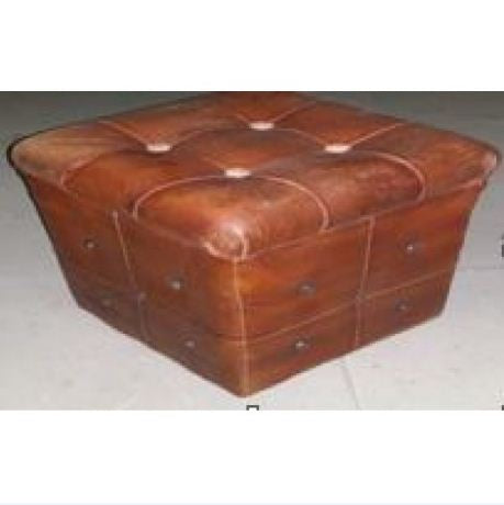 LEATHER BUTTON STOOL