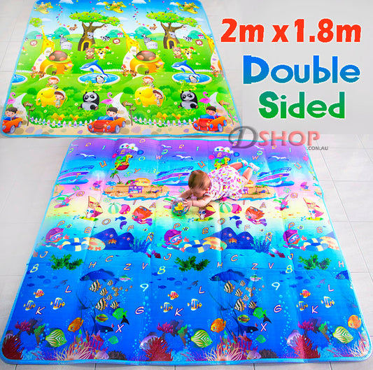 2m Double Sided Ocean Alphabet & Animal Fun Baby Kids Play Mat