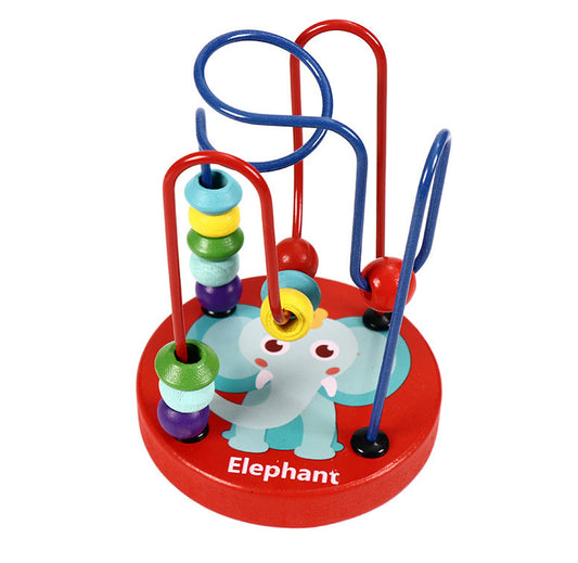 Wooden Bead Maze Educational Toy - Red Elephant