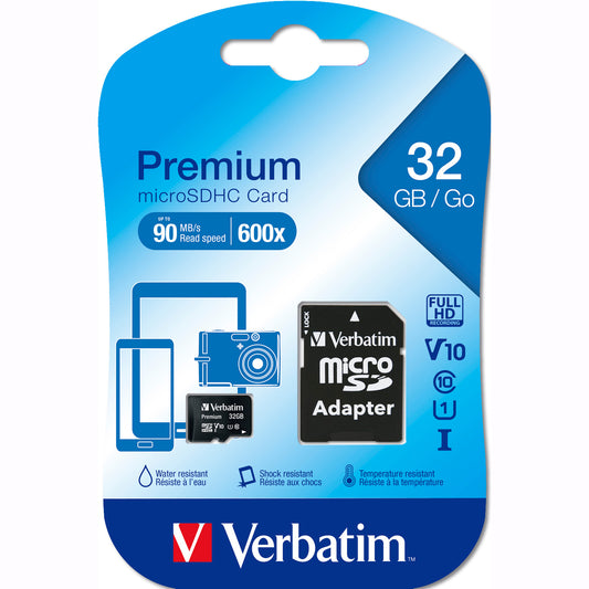 Verbatim Micro SDHC 32GB Card (Class 10) w/ Adaptor