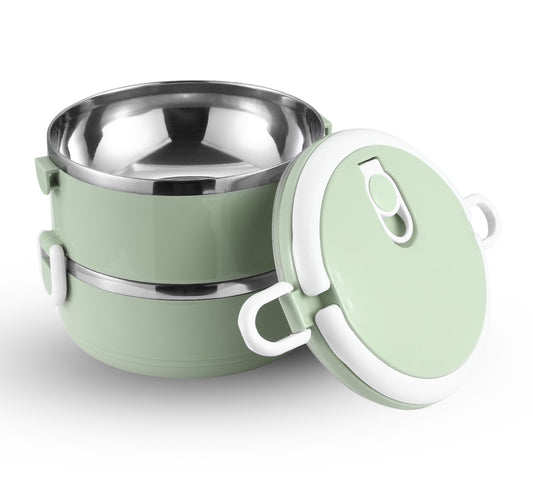 2 Tier Stainless Steel Lunch Box Double Layer Stackable Containers
