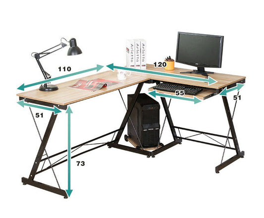 Excel Corner Computer Desk Office Double Workstation (Oak)