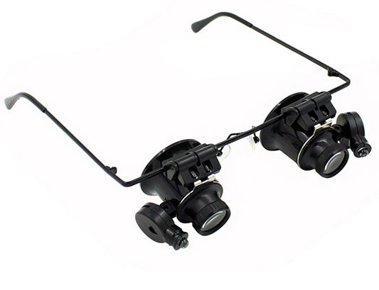 LED 20x Magnifying Glasses Binoculars Headband