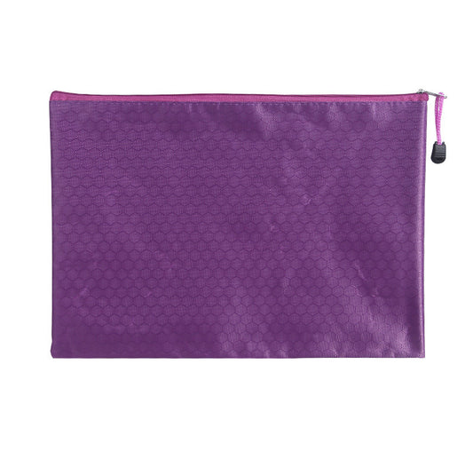 A4 File Bag Pencil Case Document Pocket Stationery Holder Organizer Waterproof Pouch (Purple)