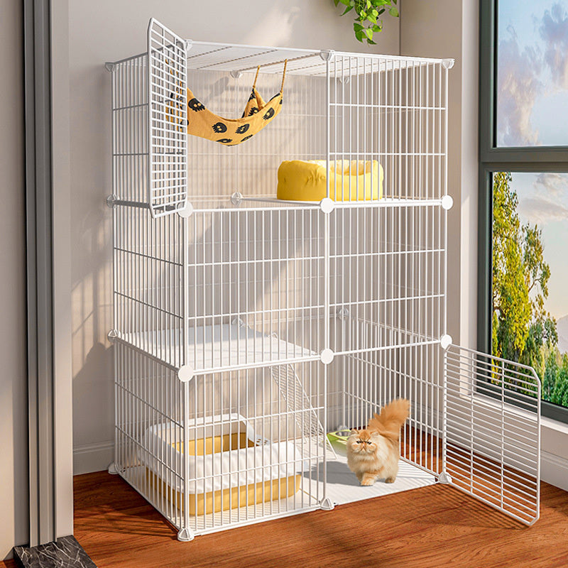 Large Pet Home Cat Cage Detachable Metal Wire Kennel Playpen Exercise Crate (White)