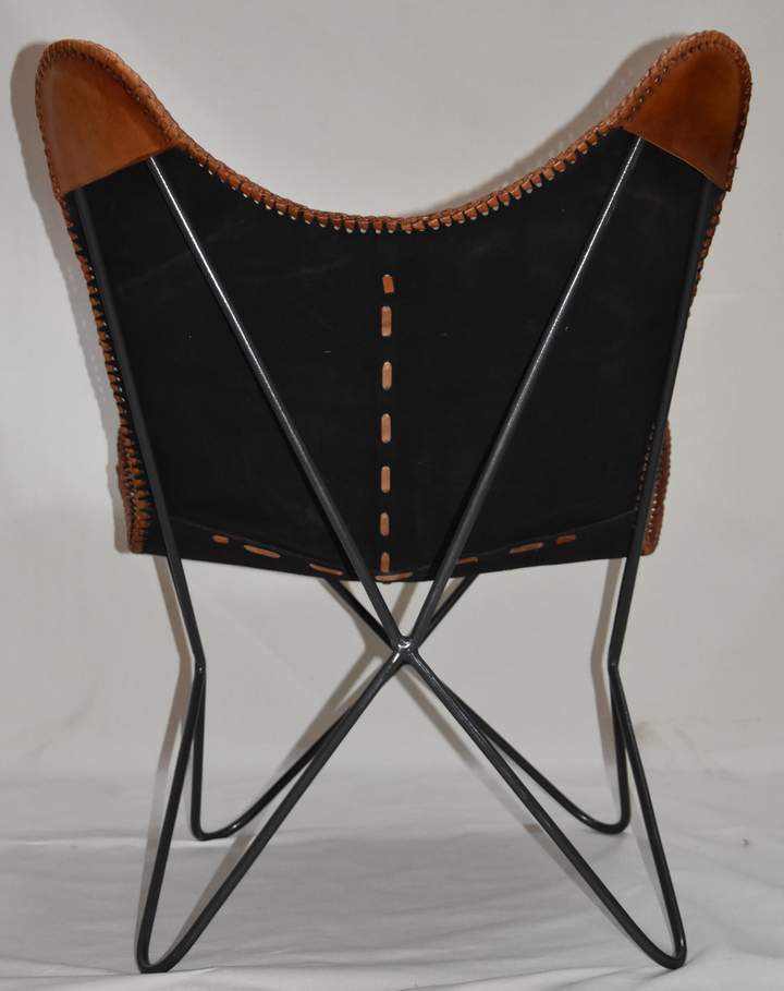 Flash Genuine Leather butterfly chair Solid Welded  Metal Frame