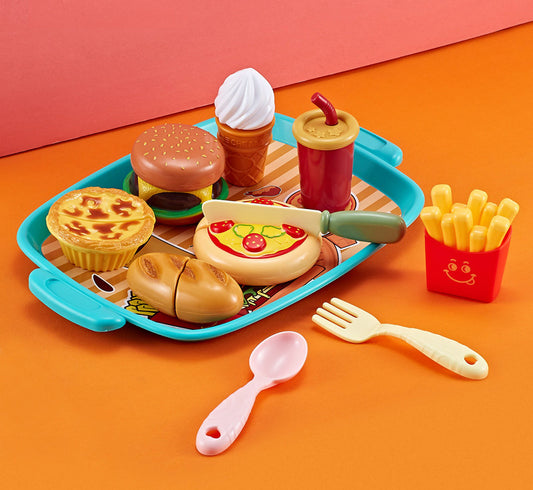 11-Piece Lunch Plate Realistic Pretend Food Toy Play Set