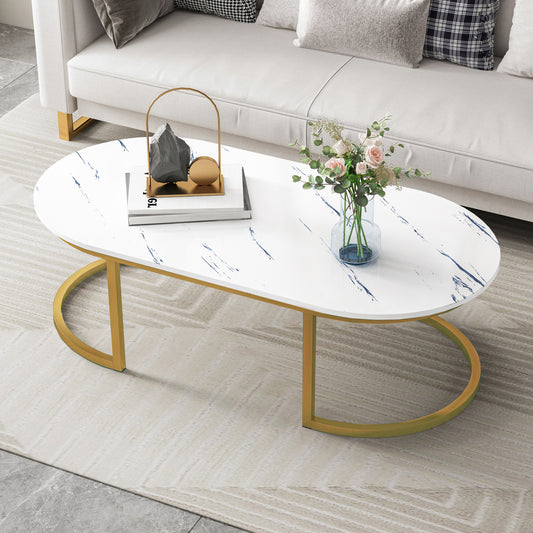 Synergy Lush Designer Marble Look Coffee Table (White)
