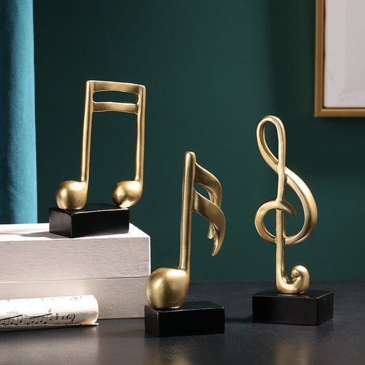 3-Piece Set Musical Sculpture Decor Music Notes Statue Ornament