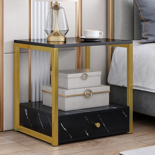 Synergy Luxury Marble Look Bedside Table (Black)