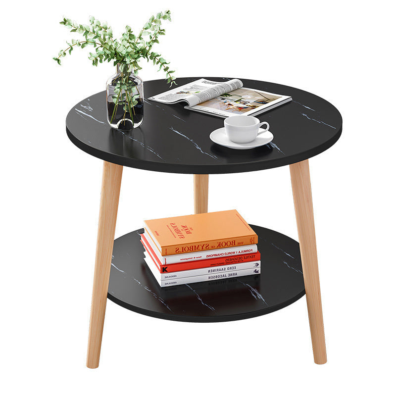 Malibu Marble Look Round Coffee Table (Black Stone)